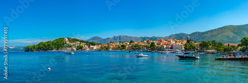 Seaside panorama of Croatian town Cavtat photo