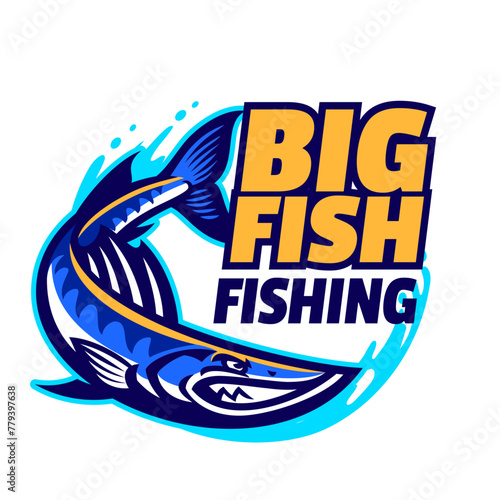 Barracuda Fishing Sport Mascot Logo Design