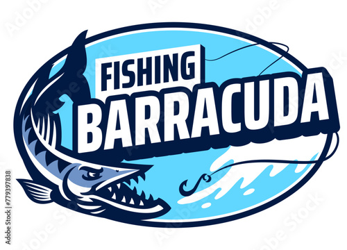 Fishing Barracuda Mascot Logo Design © bazzier