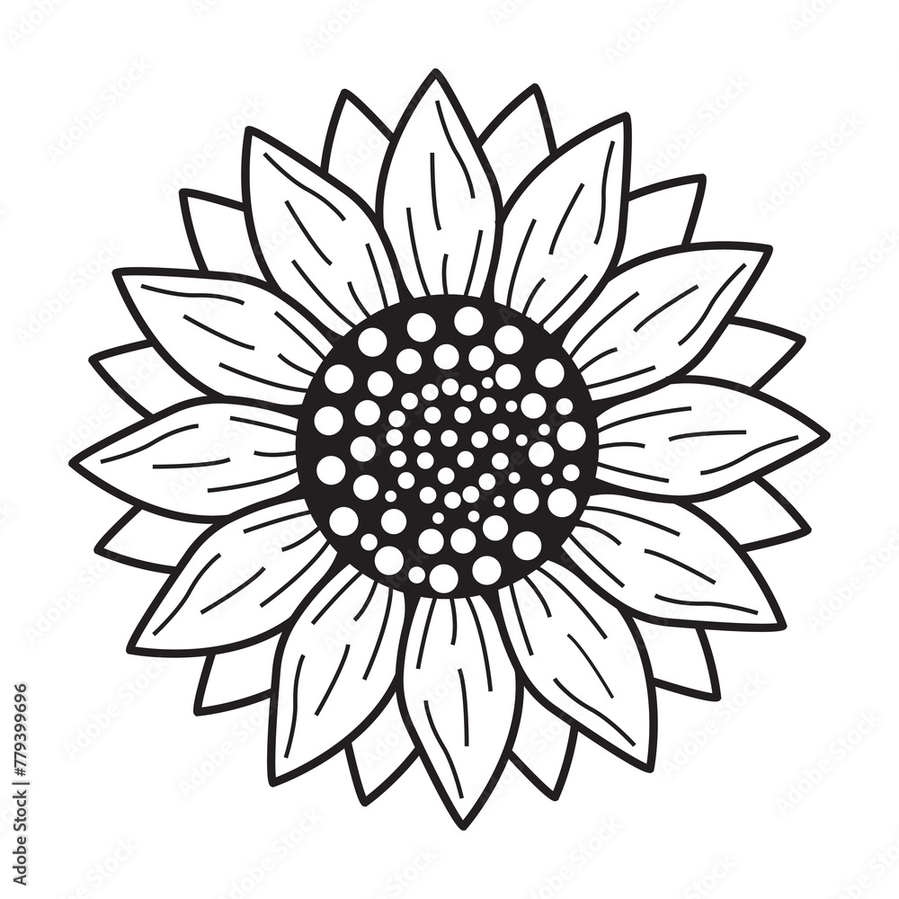 Sunflower Artline Vector, Sunflower Sketch Design, Sunflower Artline Vector, Sunflower Sketch Design,