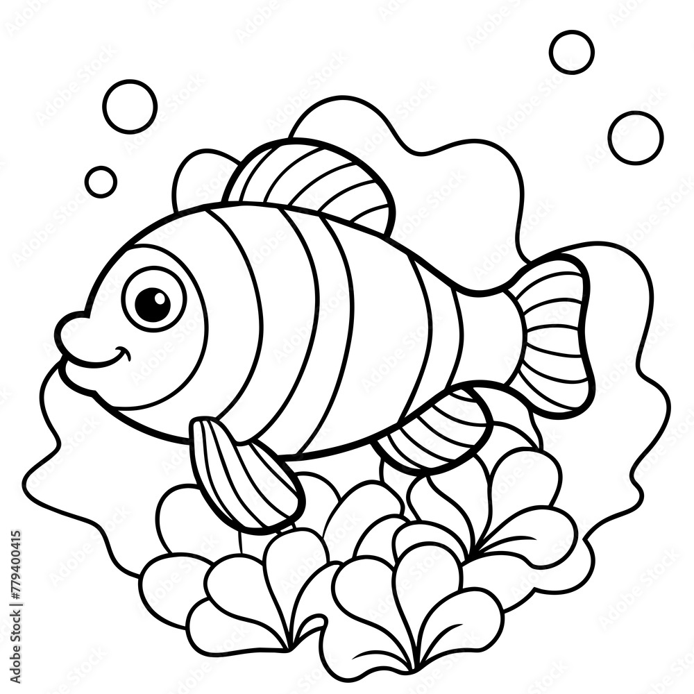 Cute fish sketch vector illustration
