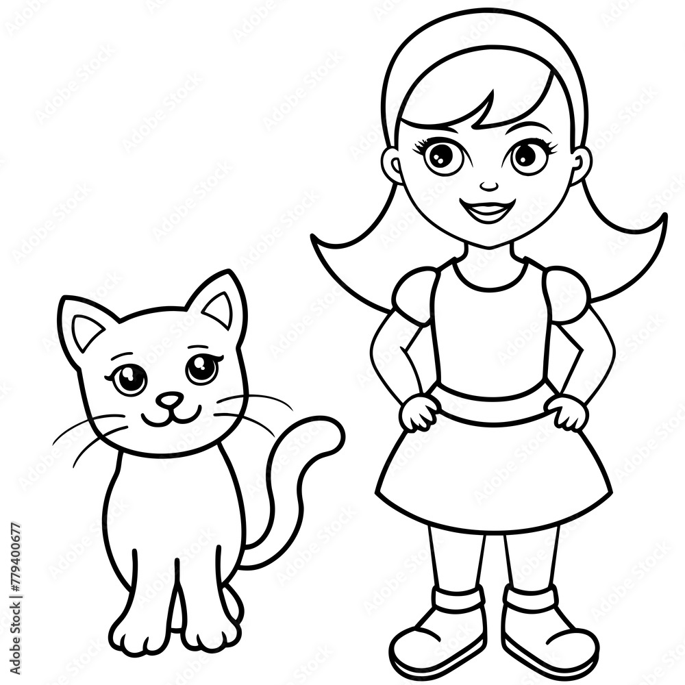 Cat and Girl vector Cat and Girl vector