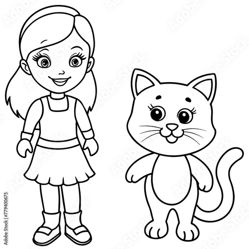 Cat and Girl vector © sabina