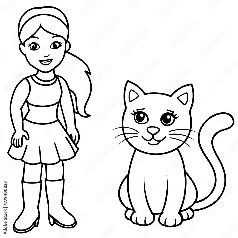 Cat and Girl vector Cat and Girl vector