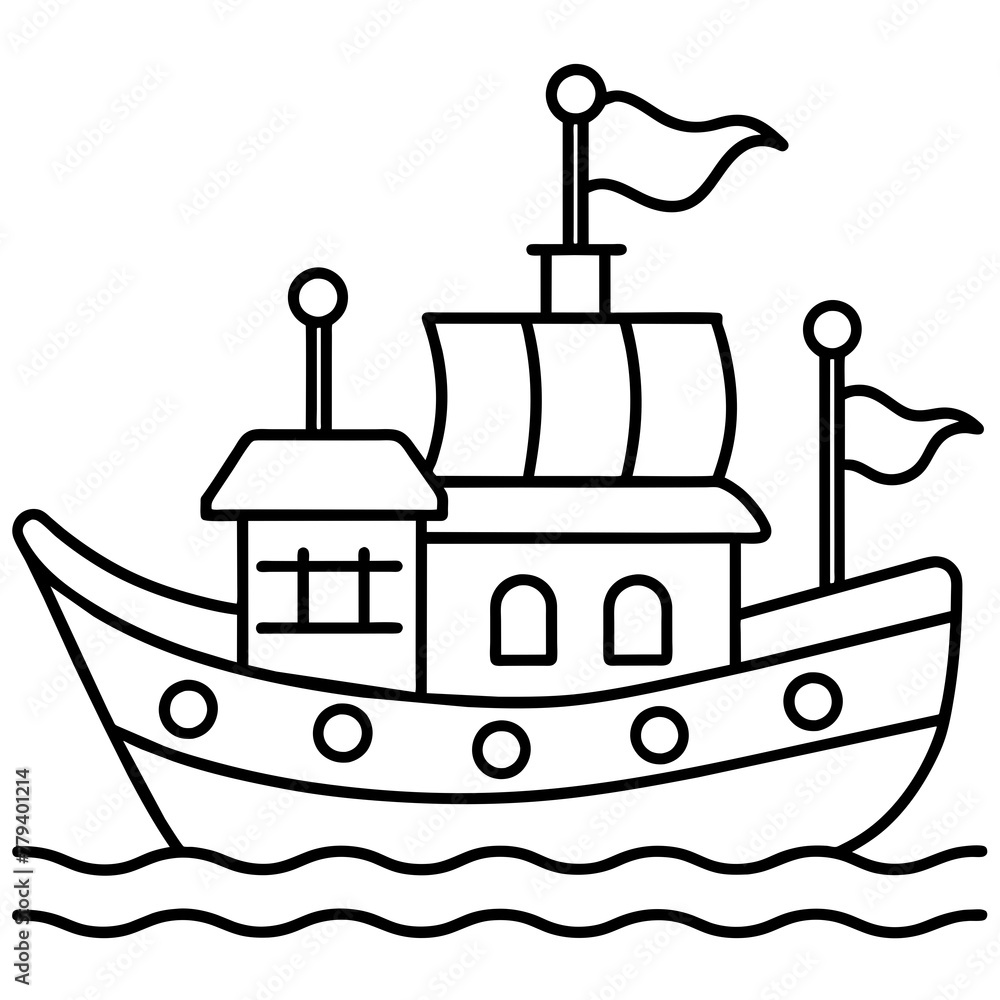 ship in a sea vector 