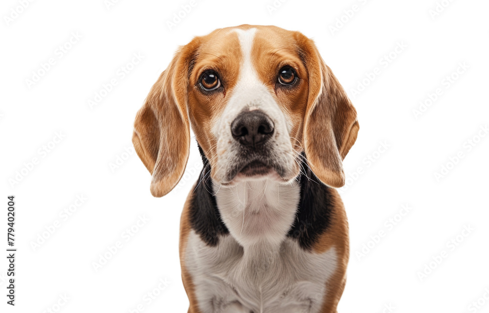 Beagle Dog Close-Up Portrait with Soulful Eyes on Transparent Background