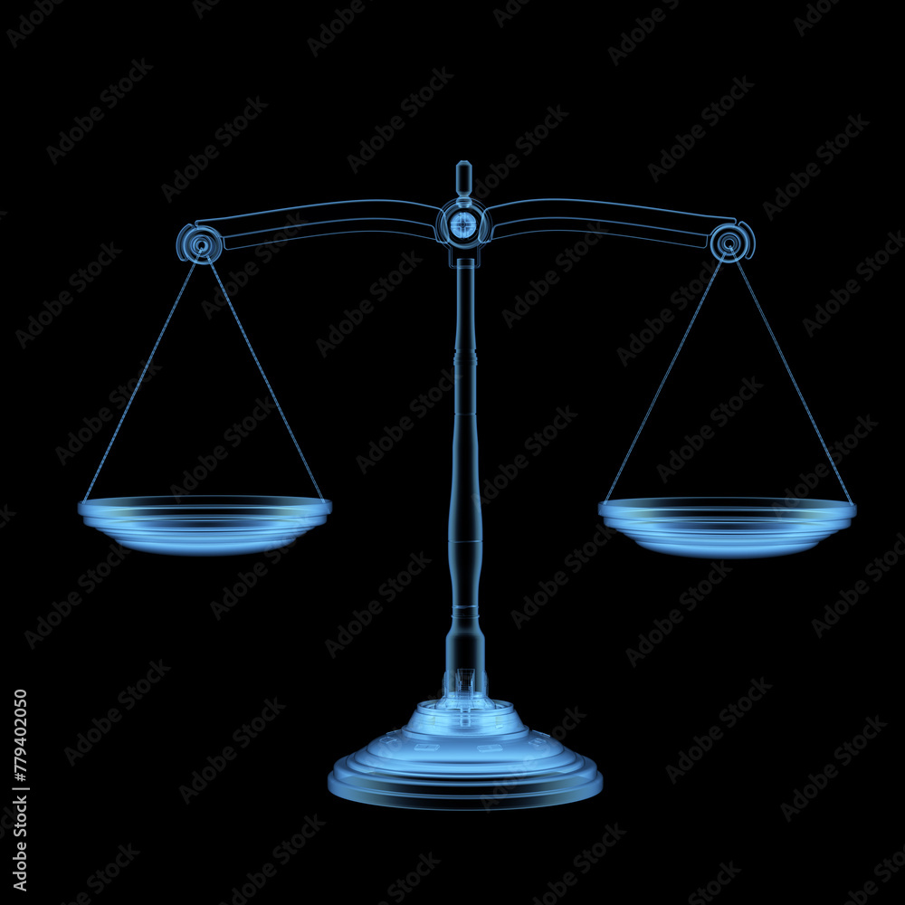 X-ray law scale with modern design isolated on black - obrazy, fototapety, plakaty 