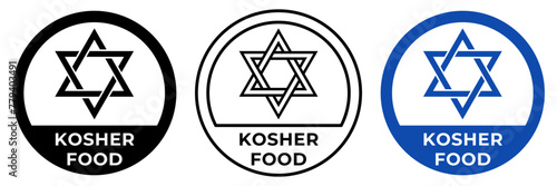 Kosher certified icon. David Star illustration for food isolated.