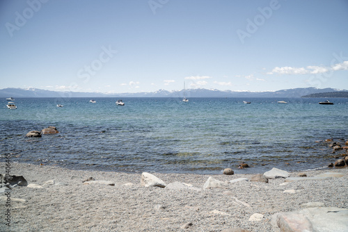 landscape beach lake with crystal clear water