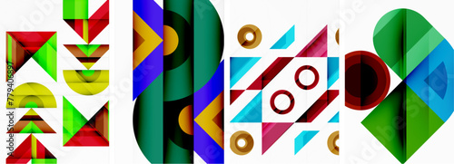 Triangle poster abstract background set for wallpaper, business card, cover, poster, banner, brochure, header, website