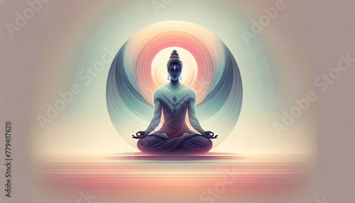Illustration of a Yoga In The Lotus Position 