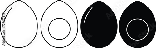 Flat style egg icon shape set. Easter design logo symbol silhouette. Vector design image. Isolated on transparent background. for digital farming, ui, ux, logo, business, agriculture, apps and project