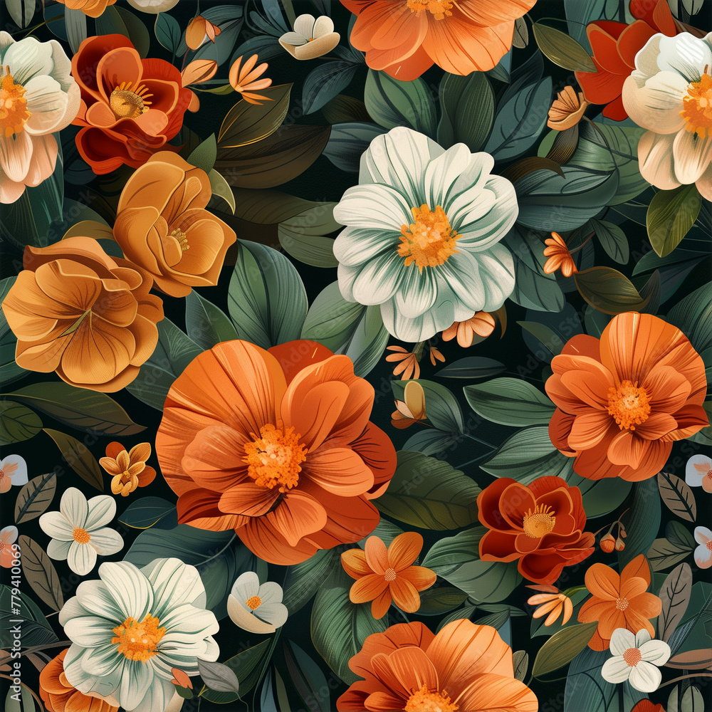 Floral pattern with lush garden flowers Floral pattern with lush garden flowers