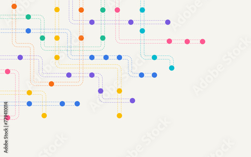 Circuit connect lines and dots. Network technology and Connection concept. Decentralized network nodes connections