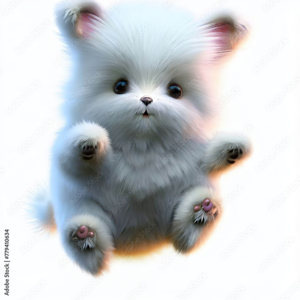 Obraz premium 3D furry forest lion with beautiful colors and white backgroundwith Generative AI technology 