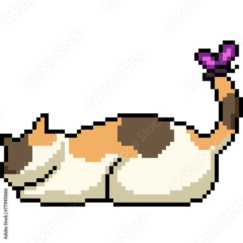 pixel art of cat and butterfly