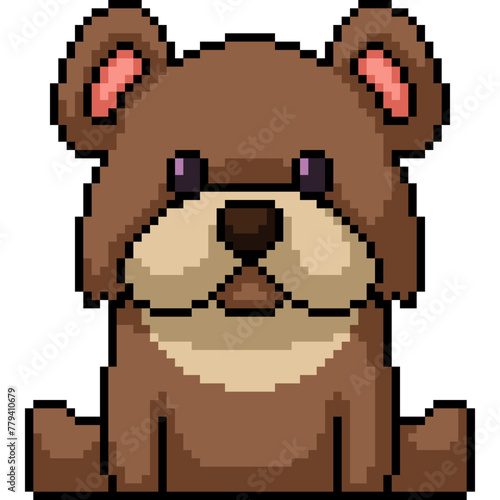 pixel art of baby bear sit