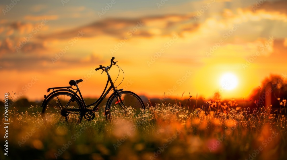 silhouette of bicycle on sunset silhouette of bicycle on sunset