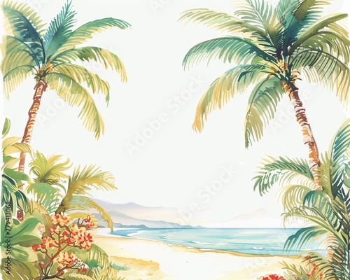 Beach party invitation clipart with tropical motifs