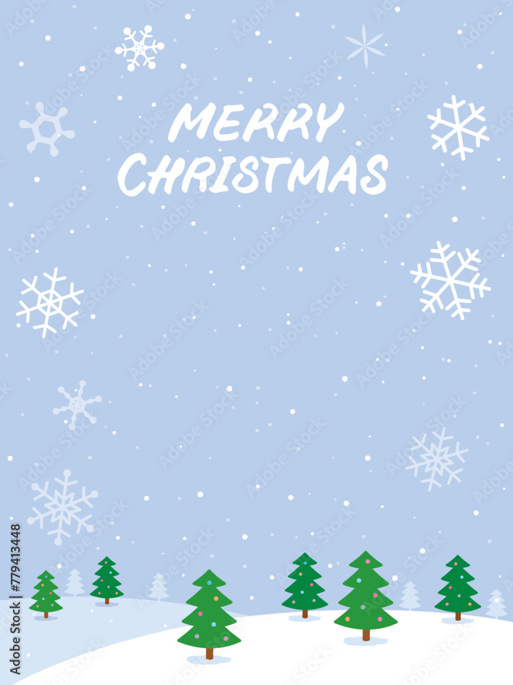 Snowy Merry Christmas card illustration