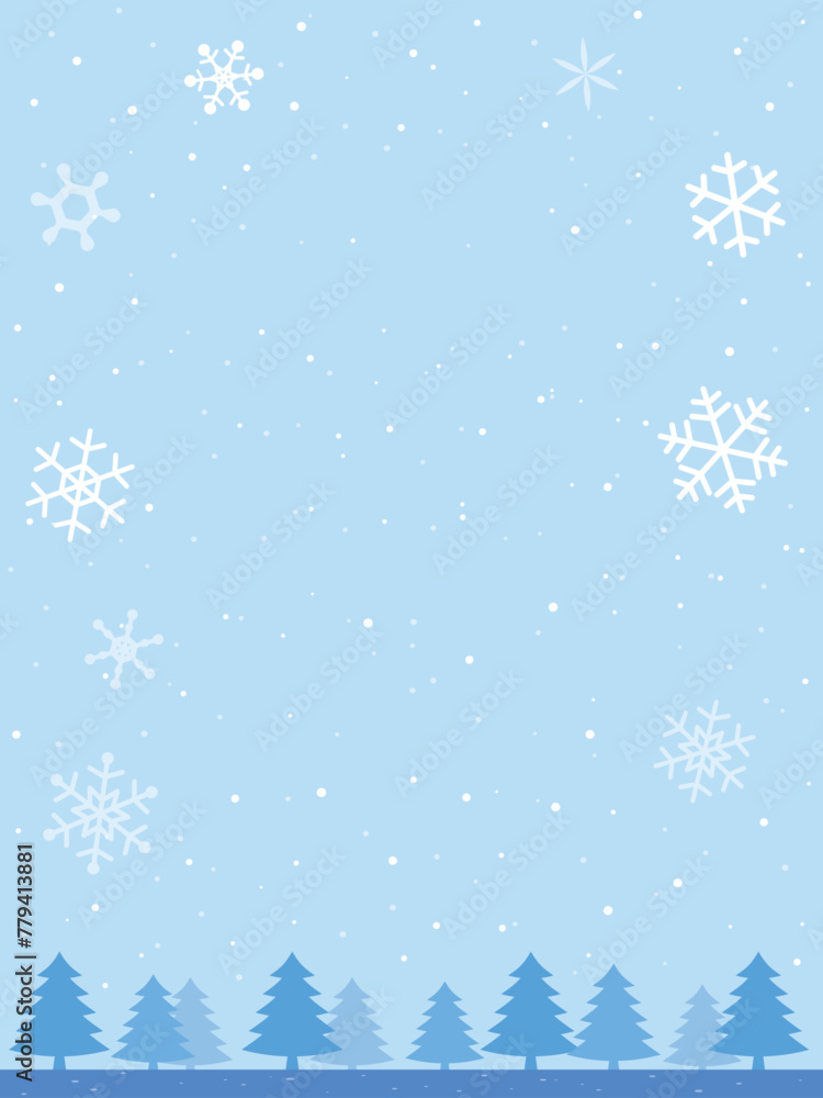 Winter tree and snowy background illustration