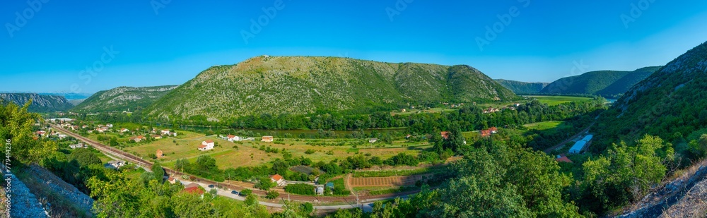 Panorama view of Neretva river valley in Bosnia and Herzegovina