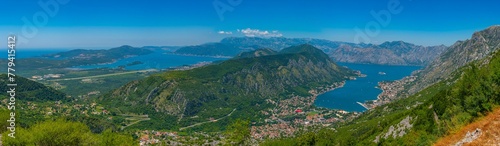 Aerial view of Boka Kotorska bay and Tivat in Montenegro © dudlajzov