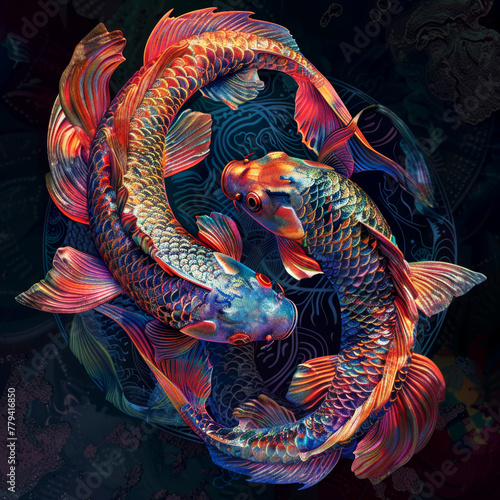 Whimsical Pisces: a colorful digital airbrushing portrait