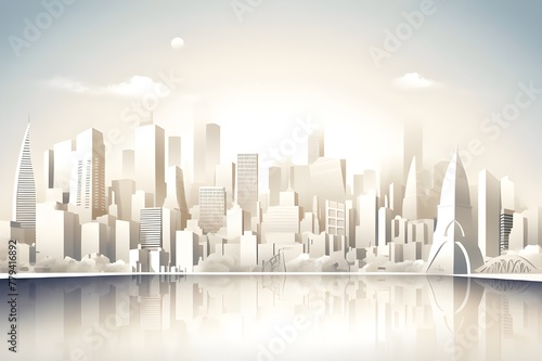 Futuristic white city landscape cityscape background Created with Generative AI technology 