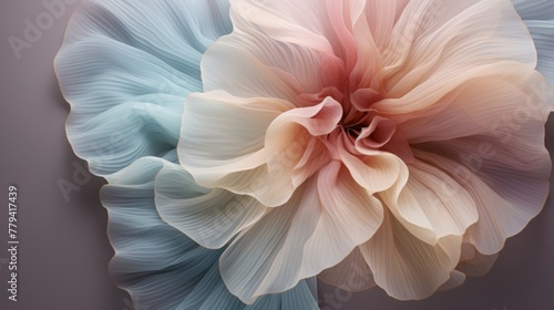 Peach-toned peony with drapery effect. Artistic floral photography. © Julia Jones