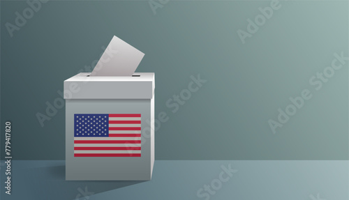 USA presidential election day concept paper ballot in voting box horizontal