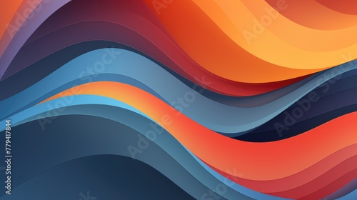 Colorful abstract wavy pattern. Graphic design with orange and blue gradient layers