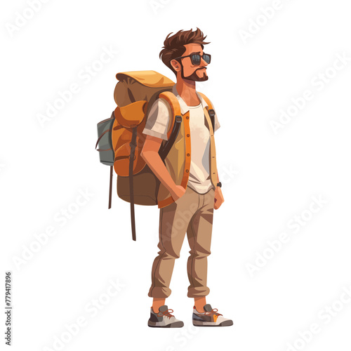 A man on a summer vacation flat illustration isolated on a white background, concept © Рудой Максим