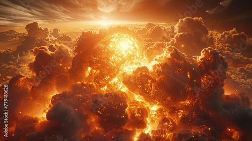 A huge explosion soared high above the clouds.