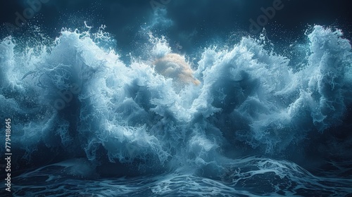 Close-Up View of Massive Sea Waves Crashing
