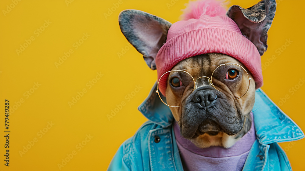 Fashion photography of a cute anthropomorphic dog, generative Ai - obrazy, fototapety, plakaty 