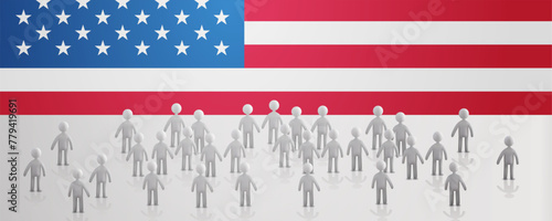 people silhouettes standing near American United States flags USA presidential election concept horizontal