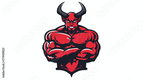 Muscular devil chili simple logo flat vector isolated