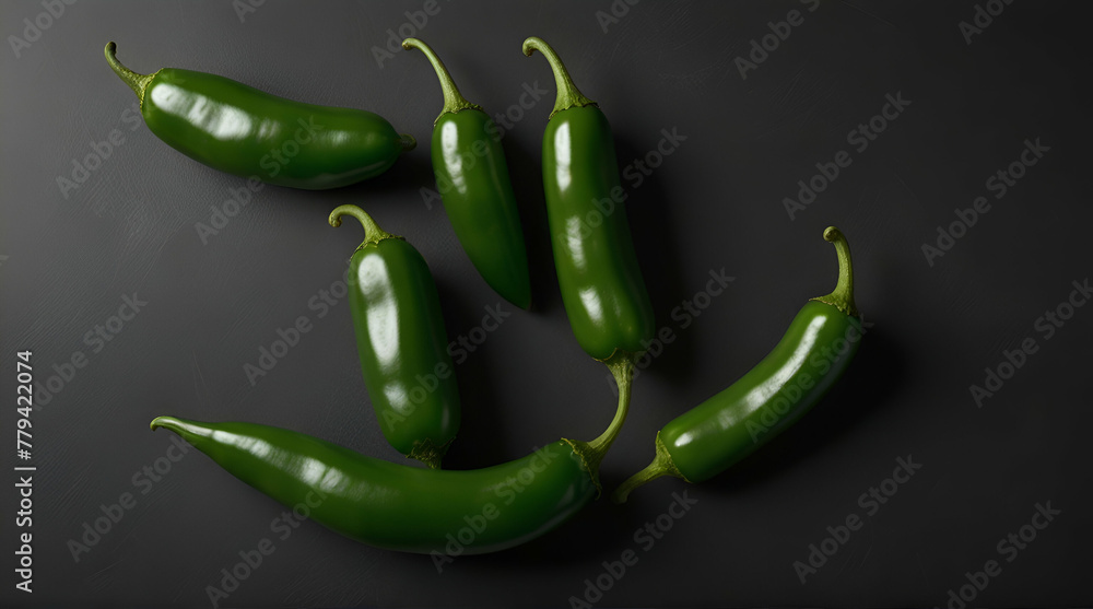 jalapeno peppers isolated on white background. Green chili pepper with clipping path. Top view. Flat lay.generative.ai jalapeno peppers isolated on white background. Green chili pepper with clipping path. Top view. Flat lay.generative.ai