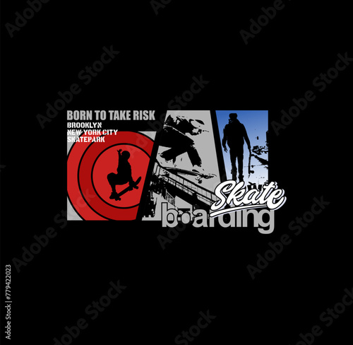 skateboard typography graphic design, for t-shirt prints, vector illustration .