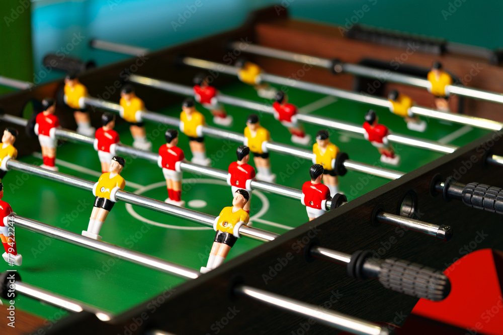 Fototapeta premium Close Up of a Foosball Table With Foosball Players
