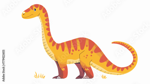 Plateosaurus coloring page. Cute flat dinosaur 