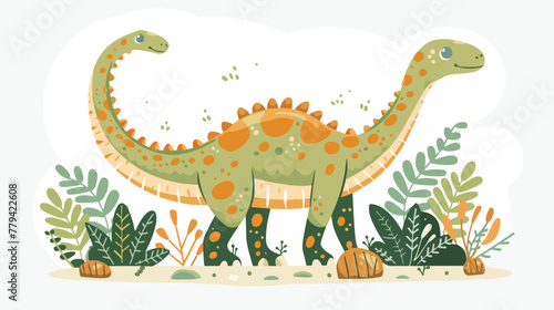 Plateosaurus coloring page. Cute flat dinosaur 