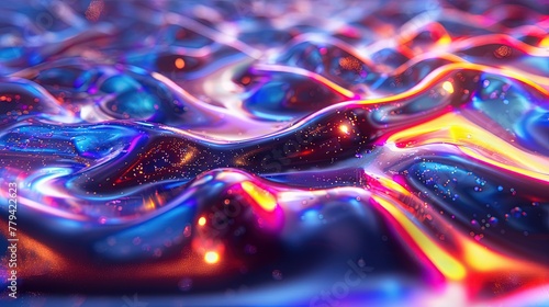Seamless Iridescent Abstract Background with Metallic Reflections