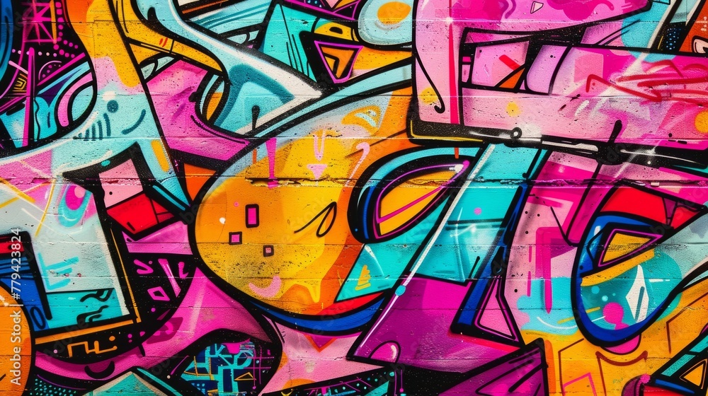 Vibrant Urban Graffiti Artwork Close-up
