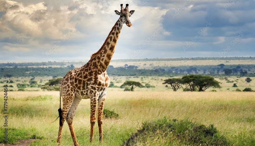 African Wildlife Wonder: Giraffe Amidst Golden Grasslands of the Wild Savanna African Wildlife Wonder: Giraffe Amidst Golden Grasslands of the Wild Savanna