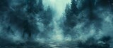 Dark forest with eerie trees foggy paths mysterious creatures and ancient secrets. Concept Dark Forest, Eerie Trees, Foggy Paths, Mysterious Creatures, Ancient Secrets