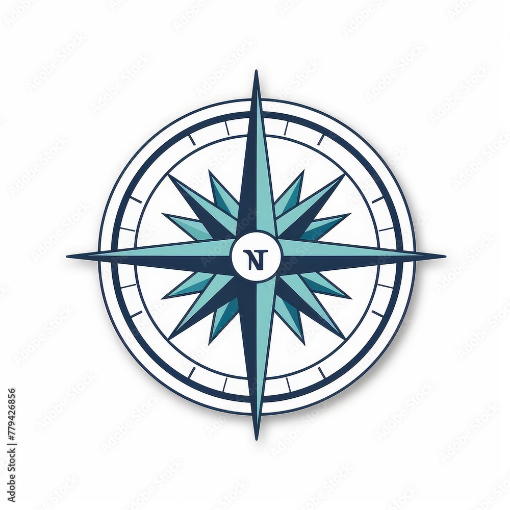 Simple vector sticker of a compass rose, solid white background, no shadow
Simple vector sticker of a compass rose, solid white background, no shadow