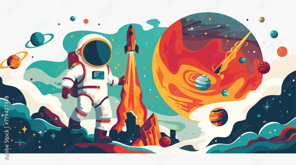 Illustration about space things logo mascots background