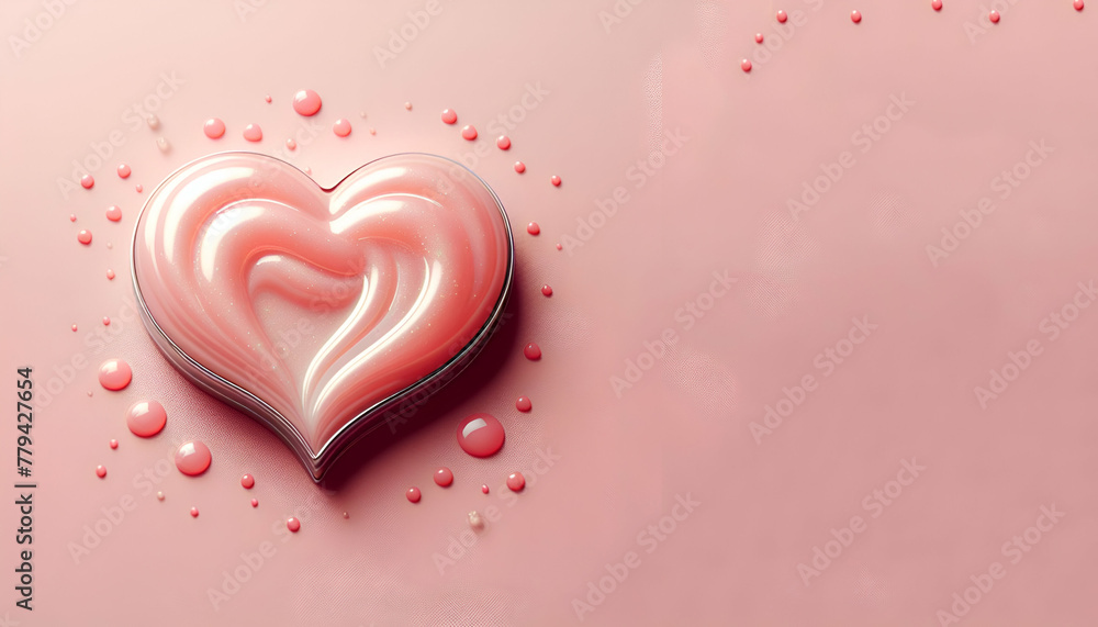 Heart symbol on pink background with right copy space happy valentines day concept of love and care.,generative ai